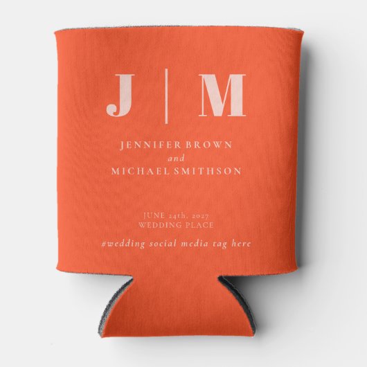 Minimalist Orange Pink Drink Wedding Blikjeskoeler (Voorkant)