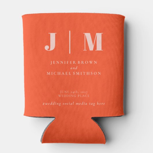 Minimalist Orange Pink Drink Wedding Blikjeskoeler (Achterkant)