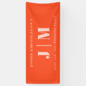 Minimalist Orange Pink Simple Wedding day party Spandoek (Verticaal)