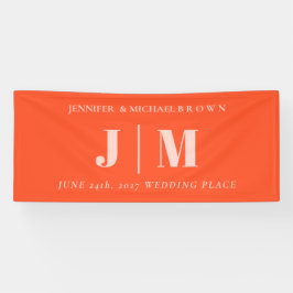 Minimalist Orange Pink Simple Wedding day party Spandoek