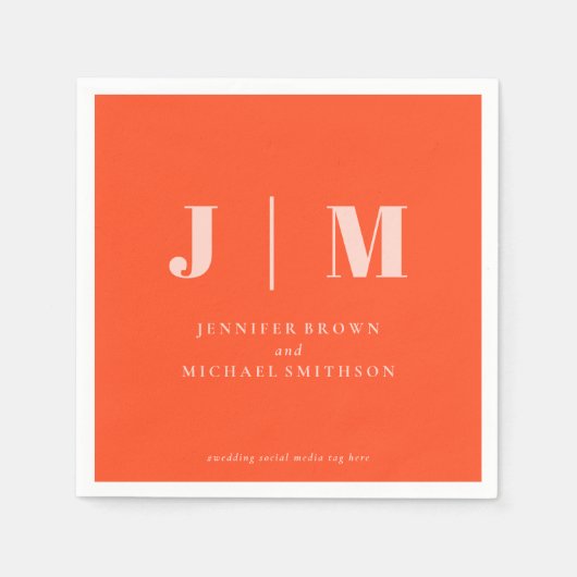 Minimalist Orange Pink Wedding Servet (Voorkant)