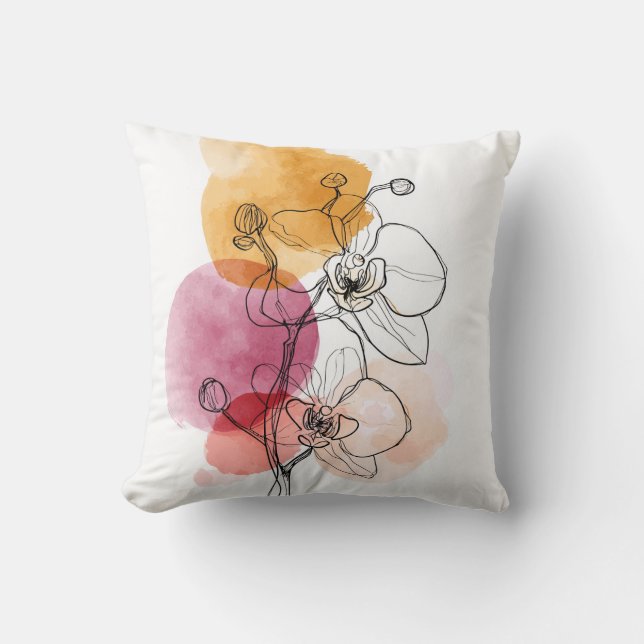 Minimalist Orchid Line Art Throw Pillow Kussen (Voorkant)