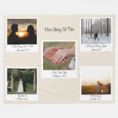 Minimalist Our Story Photo Timeline 5 Polaroid Fleece Deken (Voorkant (Horizontaal))