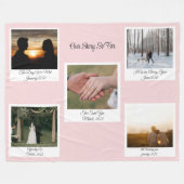 Minimalist Our Story Photo Timeline 5 Polaroid Fleece Deken (Voorkant (Horizontaal))