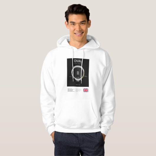 Minimalist Oval Cricket Ground Line Print Tee Hoodie (Voorkant volledig)