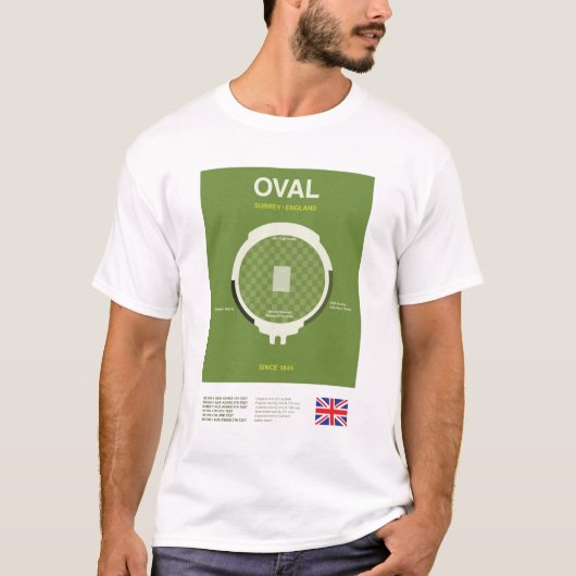 Minimalist Oval Cricket Ground Line Print Tee T-shirt (Voorkant)