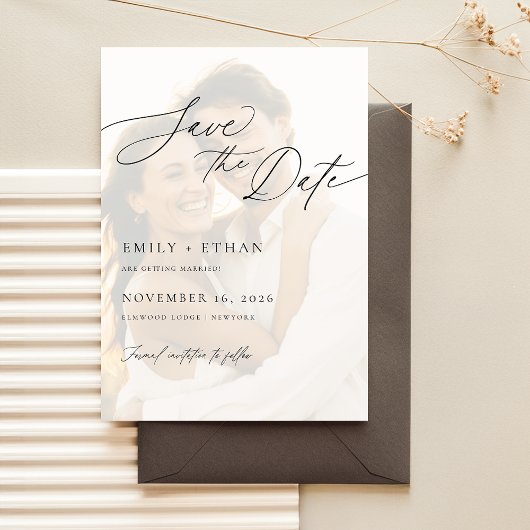 Minimalist Overlay Photo Digital Wedding Save The Date