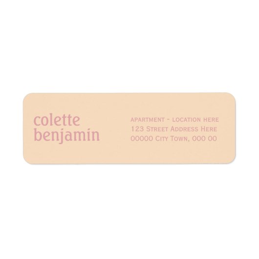 Minimalist Pale Peach & Pastel Pink Address Etiket (Voorkant)