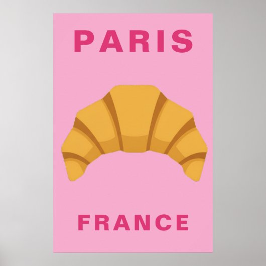 Minimalist Paris France Croissant French Bakery Poster (Voorkant)