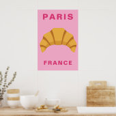 Minimalist Paris France Croissant French Bakery Poster (Keuken)