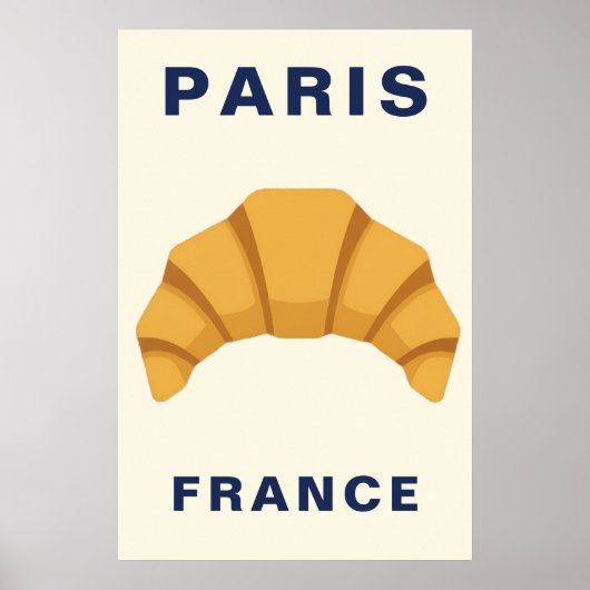 Minimalist Paris France Croissant French Bakery Poster (Voorkant)