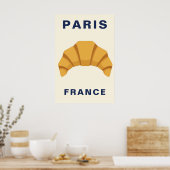 Minimalist Paris France Croissant French Bakery Poster (Keuken)
