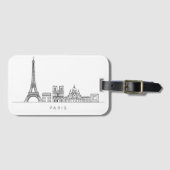Minimalist Paris Skyline Line Art Bagagelabel (Voorkant (horizontaal))