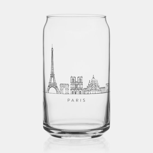 Minimalist Paris Skyline Line Art Blikvorm Glas (Achterkant)
