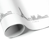 Minimalist Paris Skyline Line Art Cadeaupapier (Rol Hoek)