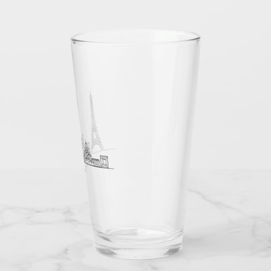 Minimalist Paris Skyline Line Art Glas (Links)