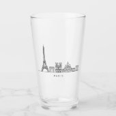 Minimalist Paris Skyline Line Art Glas (Voorkant)