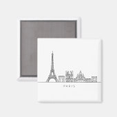 Minimalist Paris Skyline Line Art Magneet (Voorkant / Achterkant)