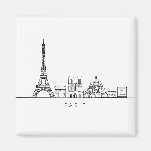 Minimalist Paris Skyline Line Art Magneet (Voorkant)
