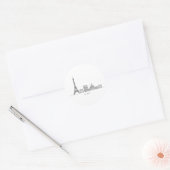 Minimalist Paris Skyline Line Art Ronde Sticker (Envelop)