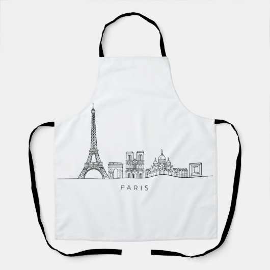 Minimalist Paris Skyline Line Art Schort (Voorkant)