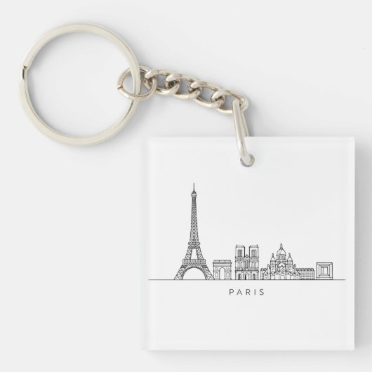 Minimalist Paris Skyline Line Art Sleutelhanger (voorkant)