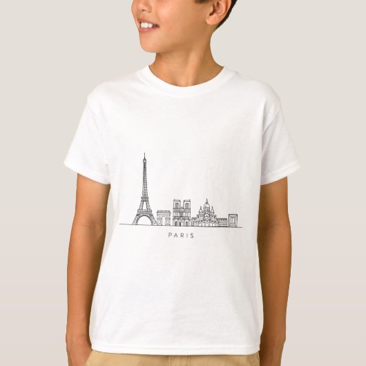 Minimalist Paris Skyline Line Art T-shirt (Voorkant)
