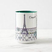 Minimalist Paris Window View Personalized Coffee Mok (Midden)