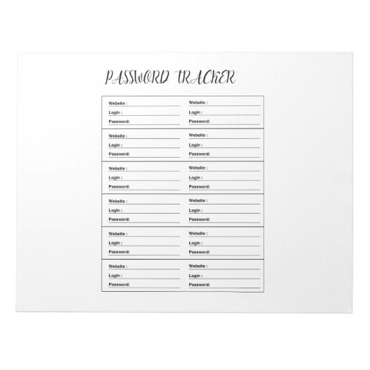 Minimalist Password Tracker Logbook Notitieblok (Voorkant)