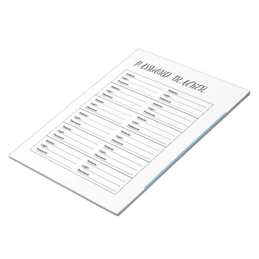 Minimalist Password Tracker  Notitieblok (Schuin)