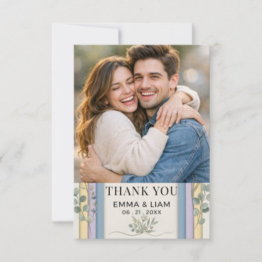 Minimalist Pastel Arch Botanical Wedding Bedankkaart (Voorkant)