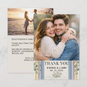 Minimalist Pastel Arch Botanical Wedding Bedankkaart (Voorkant / Achterkant)