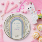 Minimalist Pastel Arch Frame Botanical Wedding Papieren Bordje (Feest)