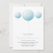 Minimalist Pastel Blue Balloons Baby Boy Shower Kaart (Voorkant)