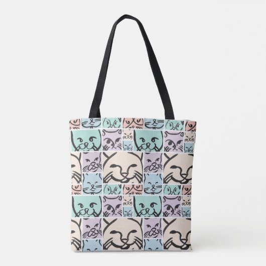 Minimalist Pastel Cat Faces Tote Bag (Achterkant)