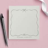 Minimalist Pastel Cute Bow Monogram Name  Notitieblok