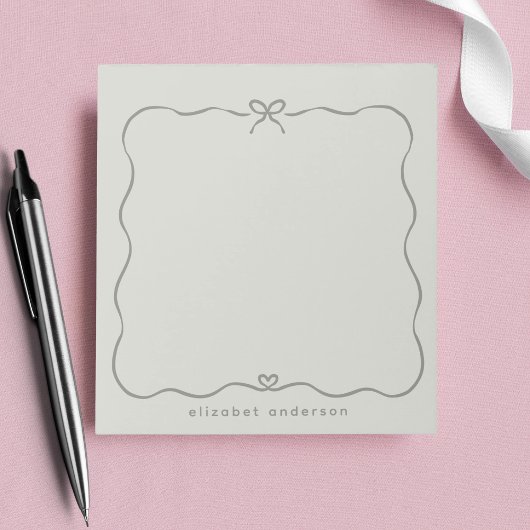 Minimalist Pastel Cute Bow Monogram Name  Notitieblok
