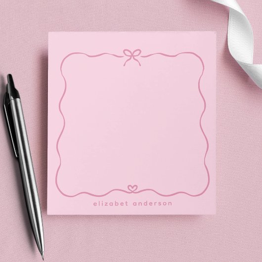 Minimalist Pastel Cute Bow Monogram Name  Notitieblok