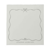 Minimalist Pastel Cute Bow Monogram Name  Notitieblok (Voorkant)