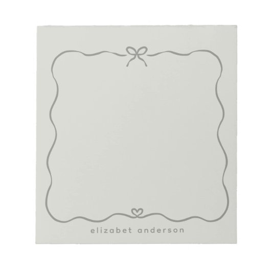 Minimalist Pastel Cute Bow Monogram Name  Notitieblok (Voorkant)