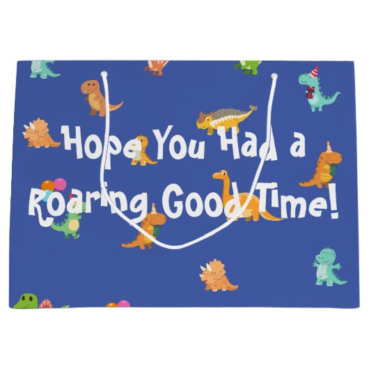 Minimalist Pastel Dinosaur ,Deep Blue Groot Cadeauzakje (Voorkant)