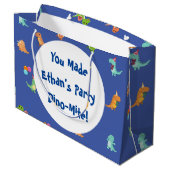 Minimalist Pastel Dinosaur ,Deep Blue Groot Cadeauzakje (Achterkant Gekanteld)