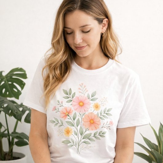 Minimalist Pastel Floral Bouquet Tri-Blend Shirt