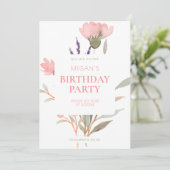 Minimalist Pastel Floral Waterverf verjaardag Kaart (Staand voorkant)