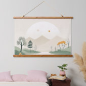 Minimalist Pastel Mountain Landscape Serene Lake Hangend Wandkleed (Slaapkamer)