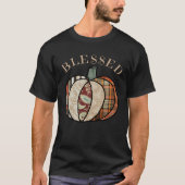 Minimalist Patchwork Pumpkin Autumn Blessed Thanks T-shirt (Voorkant)