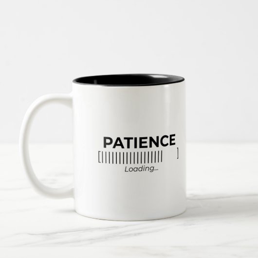 Minimalist Patience Loading Typography Bar Tweekleurige Koffiemok (Links)