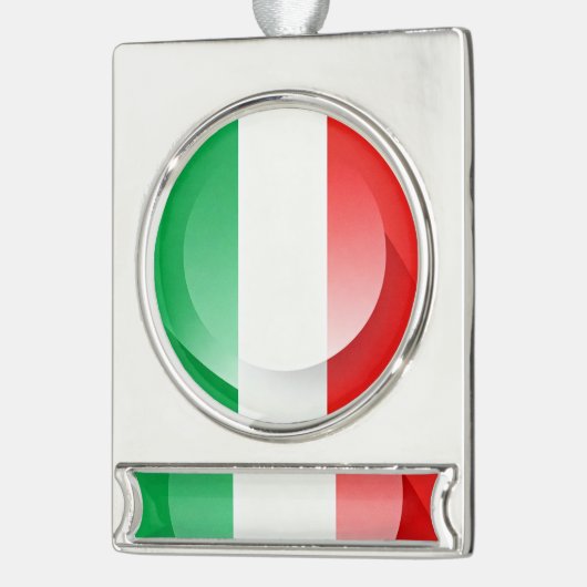 Minimalist Patriotic Ceramic Christmas Bauble Verzilverd Banner Ornament (Links)