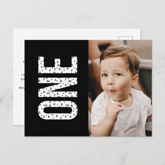 Minimalist Pattern Photo First Invitation Briefkaa Uitnodiging Briefkaart (Voorkant / Achterkant)