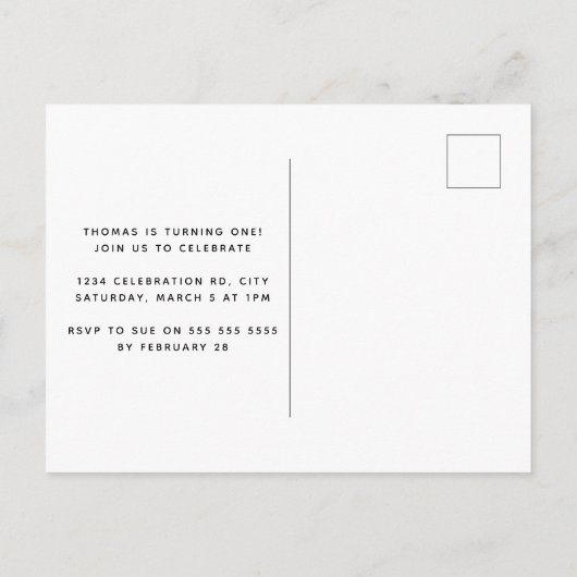 Minimalist Pattern Photo First Invitation Briefkaa Uitnodiging Briefkaart (Achterkant)